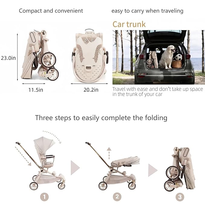 Lightweight Folding Stroller Wagon for Baby & Toddler Travel, 360° Reversible Seat, Adjustable Canopy with Storage Basket, Airplane-Friendly Compact Umbrella Stroller