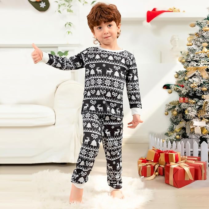 Schbbbta Family Matching Pajamas Holiday Sleepwear Long Sleeve Pjs Sets