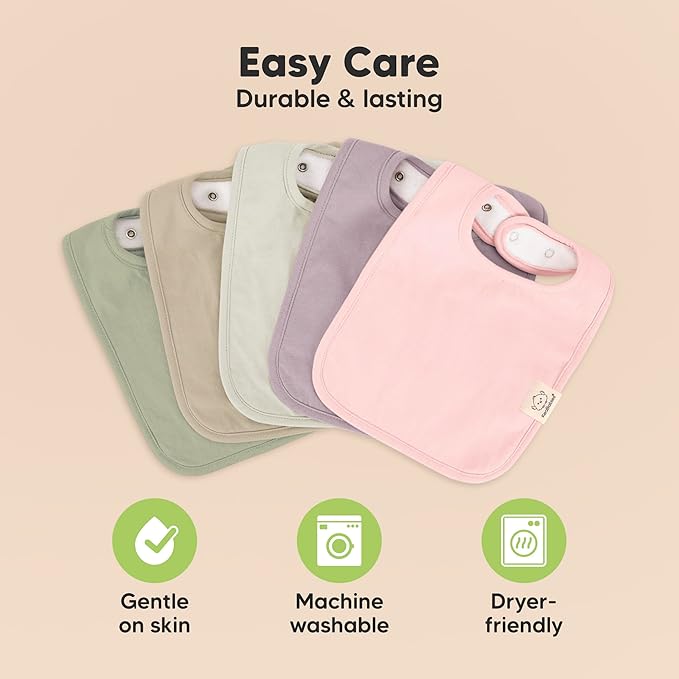 KeaBabies 8-Pack Organic Baby Bibs for Boys, Girls - Super Absorbent Cotton Drool Bibs for Baby Girl & Boy, Teething Toddler, Drooling Newborn, Ultra Soft & Machine Washable (Embrace)