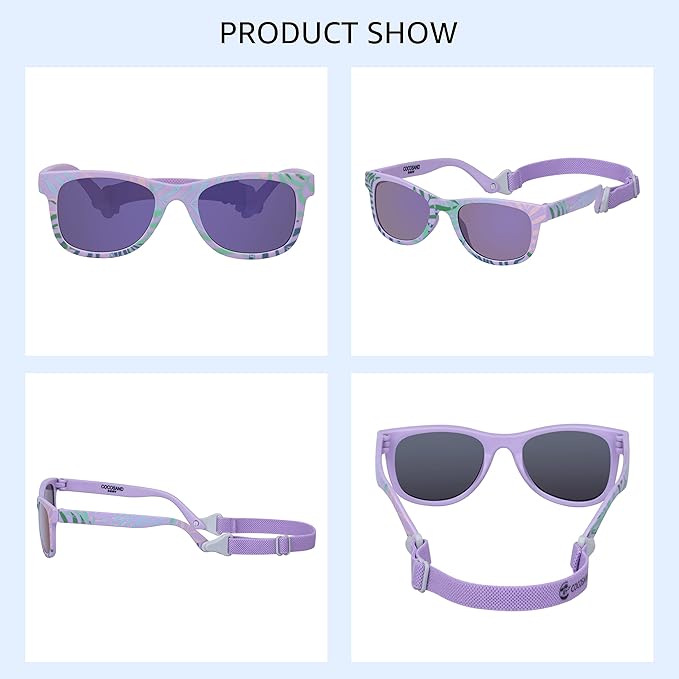 COCOSAND Flexible Baby Sunglasses with Strap Polarized UV Protection for Toddler Infant Newborn Boy Girl Age 0-24 Months