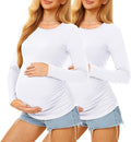 Maternity Shirts Long Sleeve Pregnancy Top for Women with Crew Neck Casual Tee Shirts