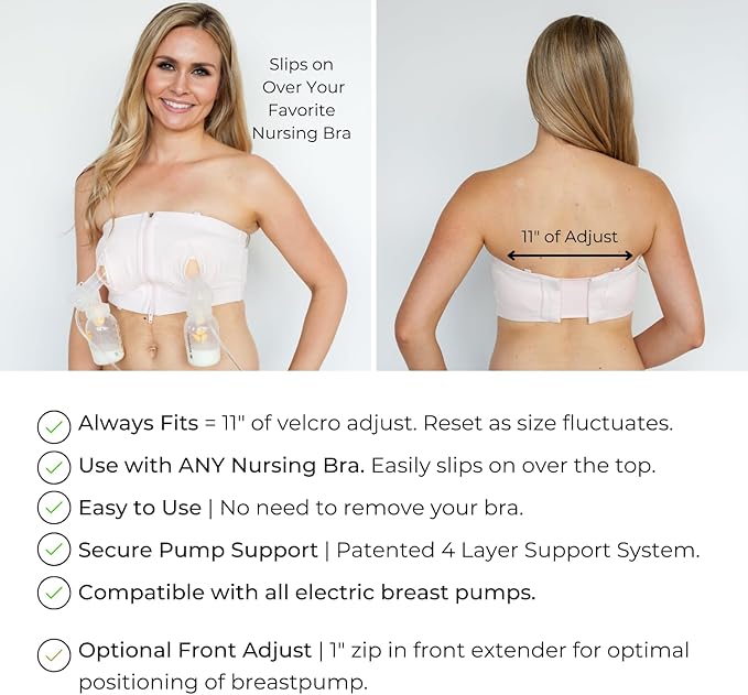 Hands-Free Pumping Bra - Comfortable, Adjustable, Customizable - Converts Nursing Bra or Maternity Bra to Breast Pump Bra