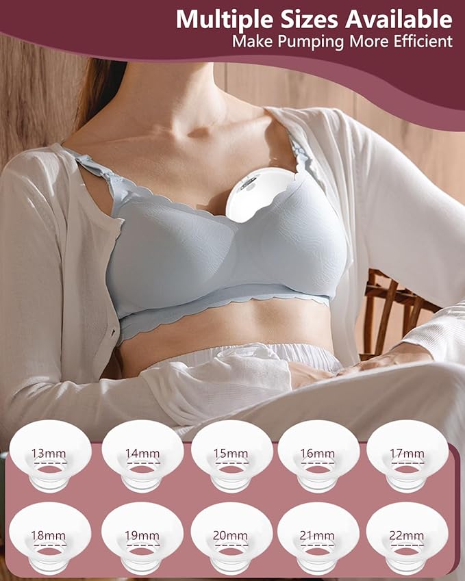 Flange Insert 19mm for Momcozy M9 M6 M5 V1 Pro V2 Pro S12 Pro S9 Pro, Compatible with Medela/Elvie/Spectra/Willow Go/eufy/Lansinoh Breast Pump, Breastfeeding Essential Kit, 2PCS