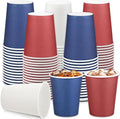 URATOT 60 Pieces 4th of July 9 Ounce Disposable Paper Cups Patriotic Blue White Red Party Paper Cups Independence Day Drinking Cup for Memorial Day Party, DIY, and Holiday