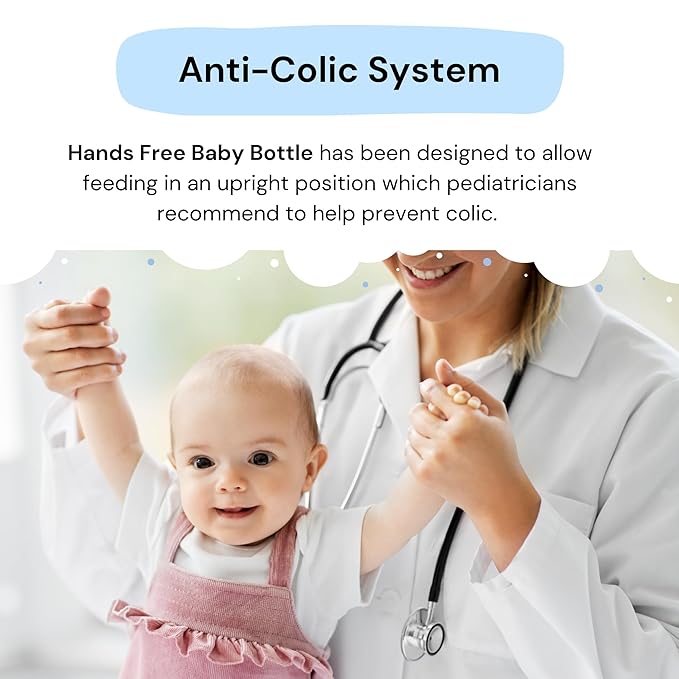 Hands-Free Baby Bottle - Anti-Colic Nursing System 9 oz Baby Bottle with Fast Flow Nipple/Teat 3m+ Infant with Tube Straw Feeding System for Toddler (1 Pack - Panda)