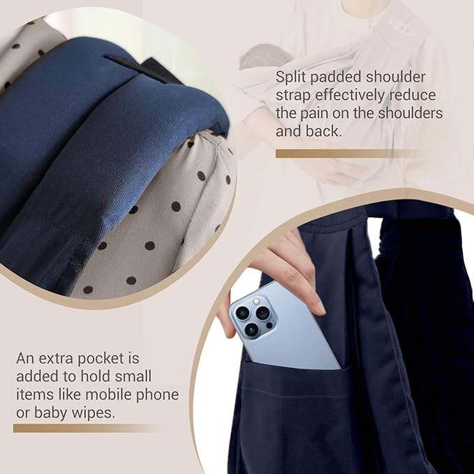 Baby Sling Carrier for Newborn to Toddler(8-45 Lbs), Cozy Wearing Baby Wrap Carrier with Adjustable Shoulder Strap Safety Buckle, Portable Lightweight Child Carrier Sling One Size Fit All Parents-Blue