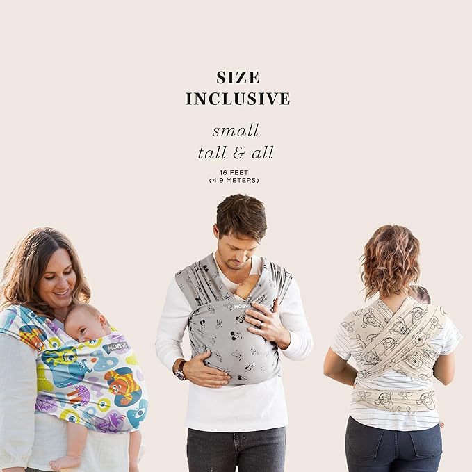 Moby Baby Wrap Carrier Featherknit for Newborns to Toddlers (8-33lbs), Infant Sling Carrier, Lightweight & Hands Free Design, Adjustable for All Body Types (Disney's Winnie The Pooh & Pals)