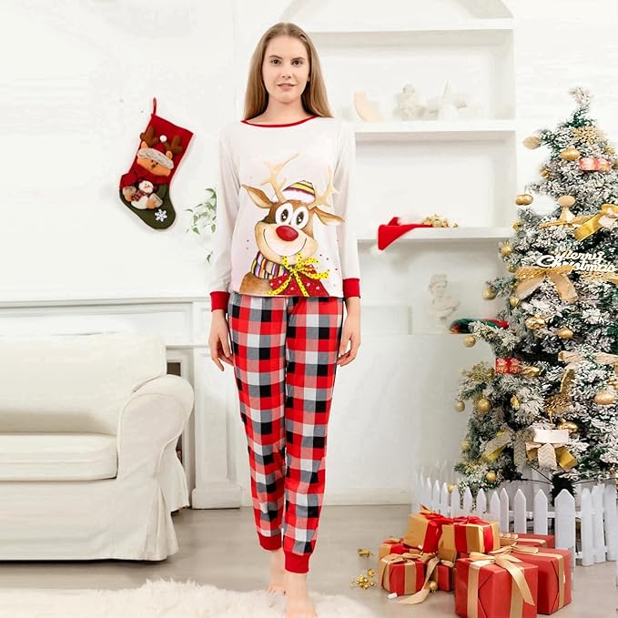 Schbbbta Family Matching Pajamas Holiday Sleepwear Long Sleeve Pjs Sets