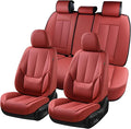 Coverado Car Seat Covers Full Set, Seat Covers for Cars, Red Car Seat Covers Front Seats and Back Car Seat Protector Waterproof, Leather Car Seat Cushion Universal Fit for Most s
