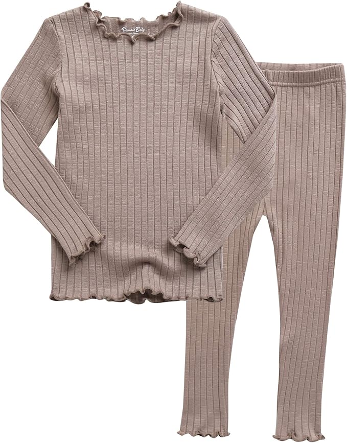 VAENAIT BABY 6M-12Y Infant Kids Toddler Junior Girls Soft Comfy Modal Tencel Shirring Sleepwear Pajamas 2pcs Set