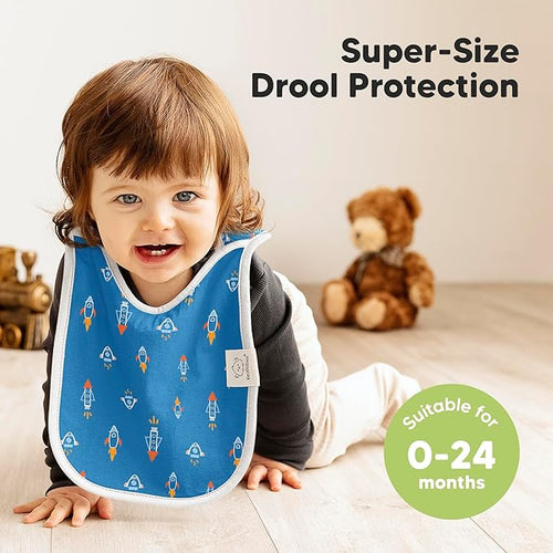 8-Pack Baby Bibs for Boys, Girls - Pullover Bibs for Drooling Teething Baby Girl & Boy Toddler, Newborn, Soft & Absorbent, Cute Colors, Large Torso Coverage Keep Infant Clean & Dry (Cosmo)