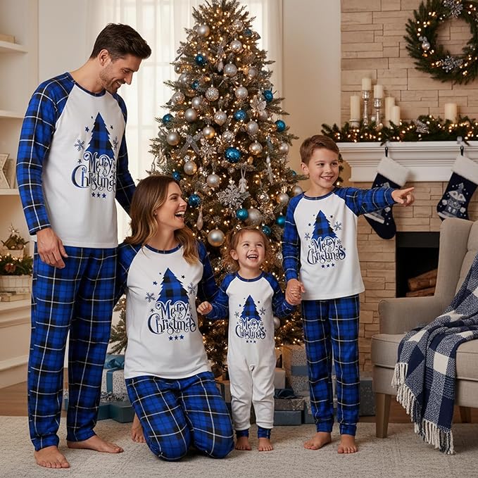 Awoscut Christmas Family Matching Pajamas Christmas Pjs Holiday Nightwear Sleepwear Sets Long Sleeve Pjs