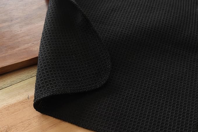PurpleEssences Dish Cloths and Dish Rags - 8 Pack Waffle Weave Solid Kitchen Dish Wash Cloths, 100% Cotton, 12 x 12 Inches, Ultra Soft Absorbent Quick Drying -Fall Thanksgiving Halloween- Black