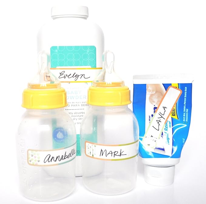 Bottle Labels, Food Pantry Label, Write-On, Self-Laminating, Waterproof Kids Name Labels for Baby Bottles for Daycare School, Dishwasher, Freezer, Kitchen Safe (Simply Colors - Rainbow Inspired)