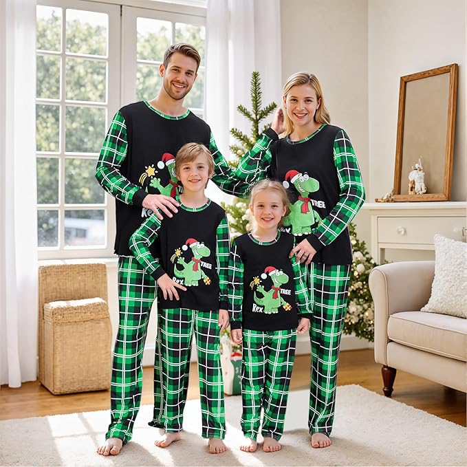 Awoscut Christmas Family Matching Pajamas Christmas Pjs Holiday Nightwear Sleepwear Sets Long Sleeve Pjs