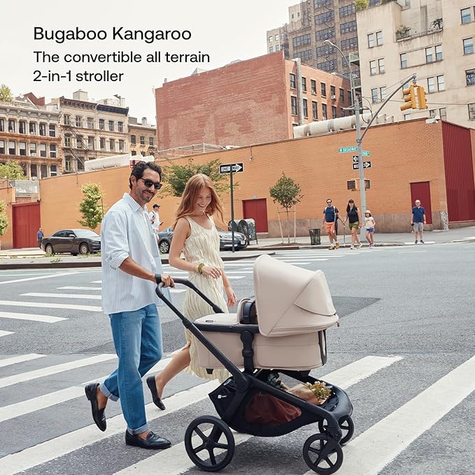 Bugaboo Kangaroo All-Terrain Single-to-Double Tandem Stroller for Infant and Toddler, for Up to Three Kids, XL Wheels, One-Hand Operation, Large Bassinet, XL Underseat Storage (Desert Taupe)