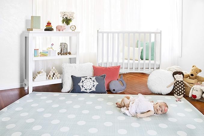 Baby Care Play Mat (Large, Playful - Country Town (Blue)) 82'' x 55'' Original One-Piece Reversible Rollable Waterproof Play Mat for Infants, Babies, Toddler, and Kids