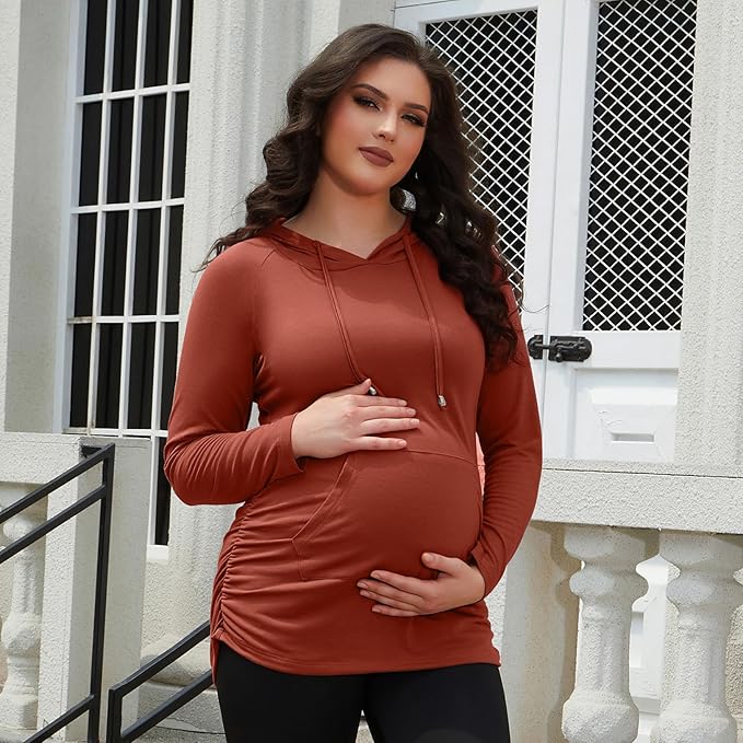 GINKANA Maternity Hoodie Long Sleeves Shirts Casual Maternity Top Pregnancy Sweatshirt Casual Clothes
