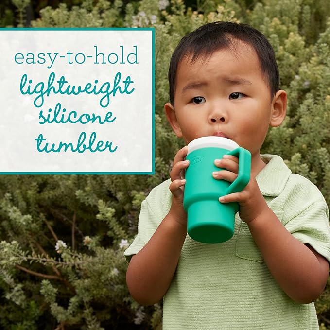 Infantino My 1st Tumbler, Silicone Sippy Cup with Straw & Handle, Spill-Resistant Baby Cup for On-the-Go, BPA-Free Transition Bottle, Alpine