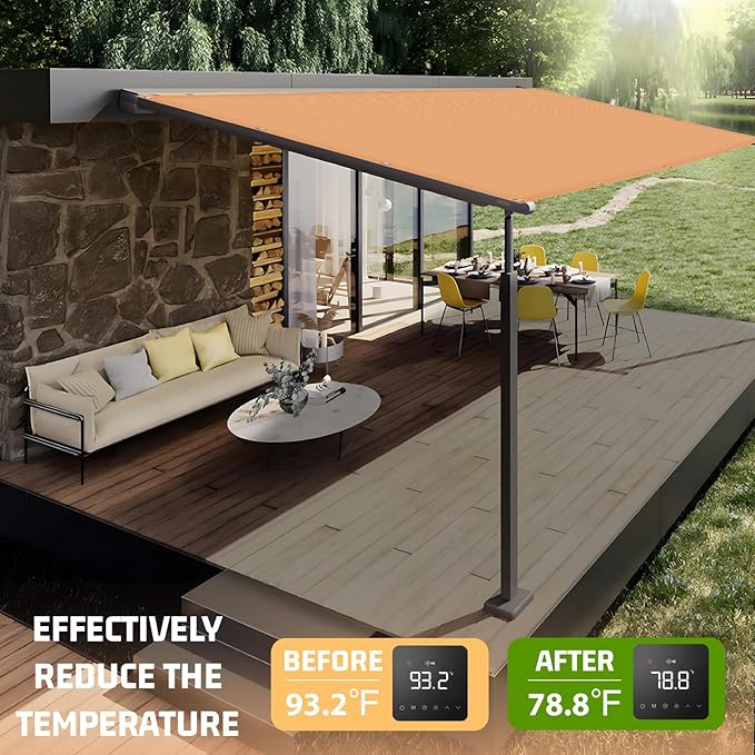 SUNNY GUARD Shade Cloth Custom Size 4x19 FT Sun Shade Screen Fabric Shade Cover Tarp with Grommets for Pergola Backyard Garden, Peach Fuzz(We Customized)