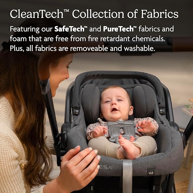 UPPAbaby Mesa V2 Infant Car Seat/Easy Installation/Innovative SmartSecure Technology/Base + Robust Infant Insert Included/Direct Stroller Attachment/Greyson (Charcoal Mélange)