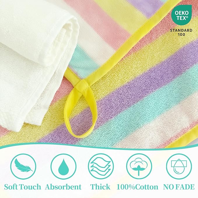 VOOVA & MOVAS 6 Pack 100% Cotton Baby Washcloths | 12x12 Inches | Highly Absorbent | Ultra-Soft Newborn Towels | Perfect Set,Baby Essentials |Rainbow & Ivory Colors
