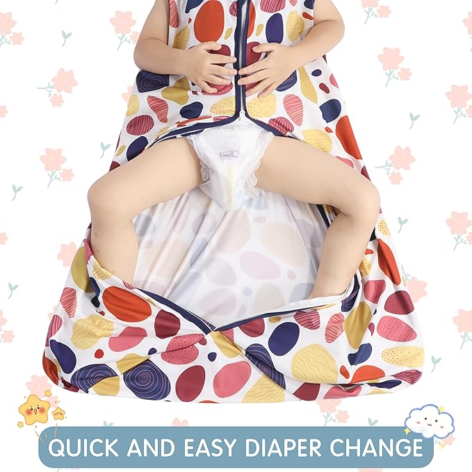 3 Pack Baby Sleep Sack 100% Rayon Cotton Baby Sleeping Bag 2-Way Zipper Toddler Wearable Blankets TOG 0.3. (Leopard&Cobble&Green, 6-12 Months)