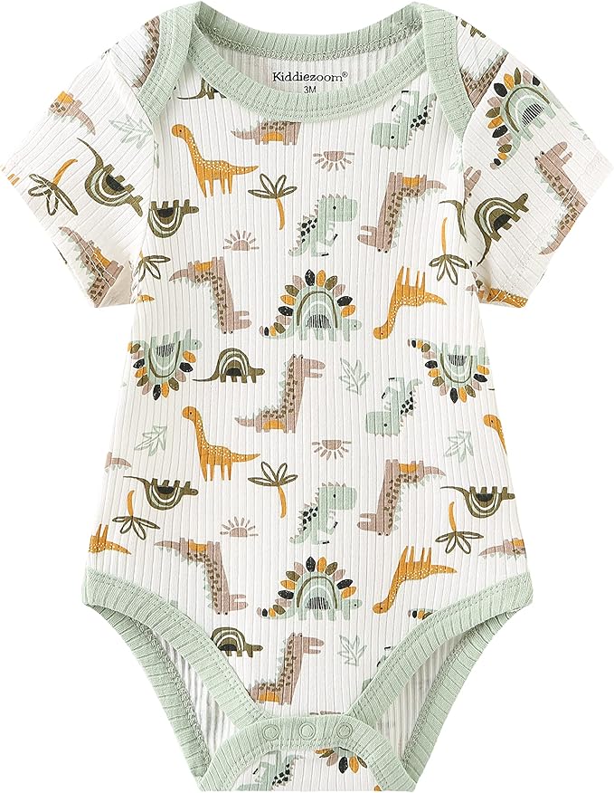 Kiddiezoom Newborn Baby Unisex Cotton One-Piece Bodysuits Baby Gift 5-Pack Baby Clothes