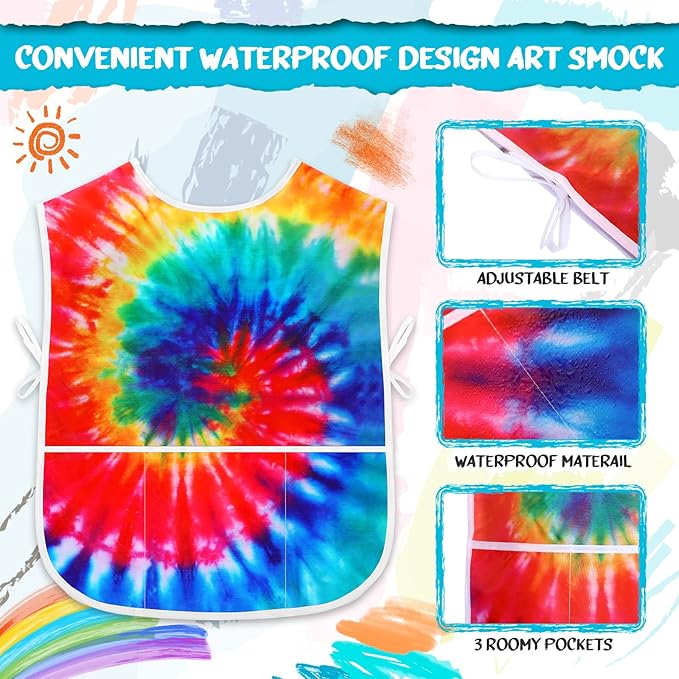 SATINIOR 2 Pieces Kids Art Smock Toddler Apron Waterproof Painting Artist Apron Sleeveless with 3 Pocket for Age 3-10 Years