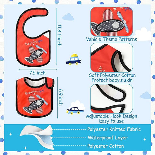 7Pcs Cotton Waterproof Baby Bibs Hook Loop Closure Newborn Bib Keepsake Baby Gift for Drooling Feeding Eating
