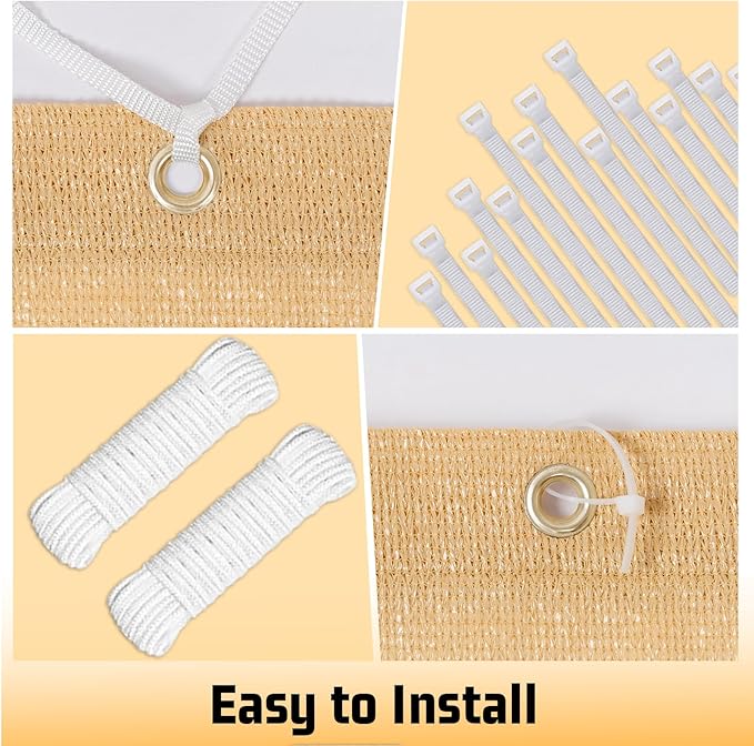 SUNNY GUARD Shade Cloth Custom Size 4x5 FT Sun Shade Screen Fabric Shade Cover Tarp with Grommets for Pergola Backyard Garden, Sand(We Customized)