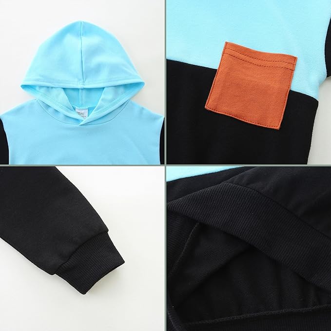 Baby Boy Outfits Short Long Sleeve Pants Clothes Set Spring Summer Hooded Patchwork Sweatshirt