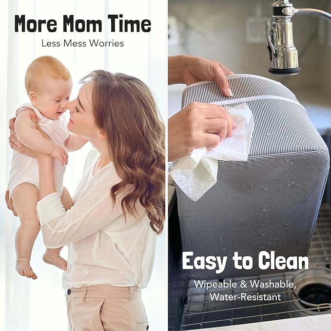 Lily Miles Baby Diaper Caddy - Organizer Tote Bag for Baby Girl Essentials - Baby Shower Basket - Nursery Must Haves - Registry Favorites - Newborn Caddie Car Travel - Gray/Blush, Extra Large