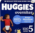 Huggies Size 5 Overnites Baby Diapers: Overnight Diapers, Size 5 (27+ lbs), 100 Ct (2 Packs of 50), Packaging May Vary