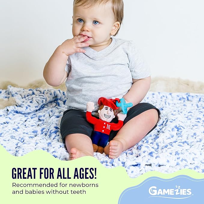 Gamezies Baby Boy and Girl Silicone College Mascot Stuffed Toy Plush Pacifier Collegiately Licensed, Herbie Husker, University of Nebraska CPSIA Tested, BPA-Free 0-6 Months