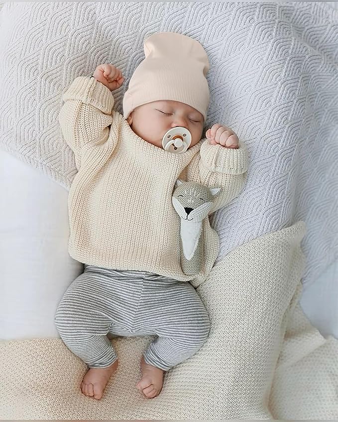 DRESHOW BQUBO 6 Pack Baby Newborn Hats Set for Unisex Infant Newborn Toddler Soft Beanie Hat for Boys Girls 0-24 Months