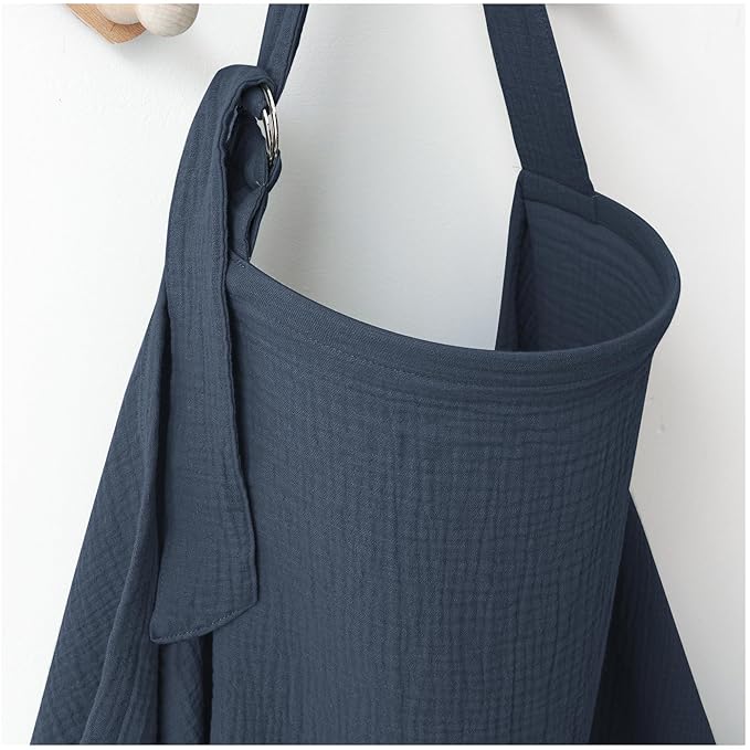 Muslin Nursing Covers for Breastfeeding, Privacy Breast Feeding Cover with Arch Neckline for Mom and Baby, Breathable 100% Cotton Nursing Apron Multi-use Stroller Cover