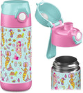 Jarlson® Mali Children's Water Bottle, Thermal Stainless Steel Water Bottle, BPA-Free, Leak-Proof, Children's Bottle with Chug Lid, Bottle for School, Nursery (Mermaid, 350 ml)
