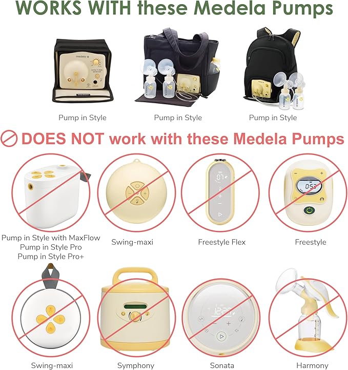 Maymom Breast Pump Kit Compatible with Medela Pump in Style Advanced Pump; 2xTwo-Piece 19mm Breastshield, 2 Valve, 4 Membrane, 2 Replacement Tubing; Replacement Part for Medela Shield, Silicone Valve