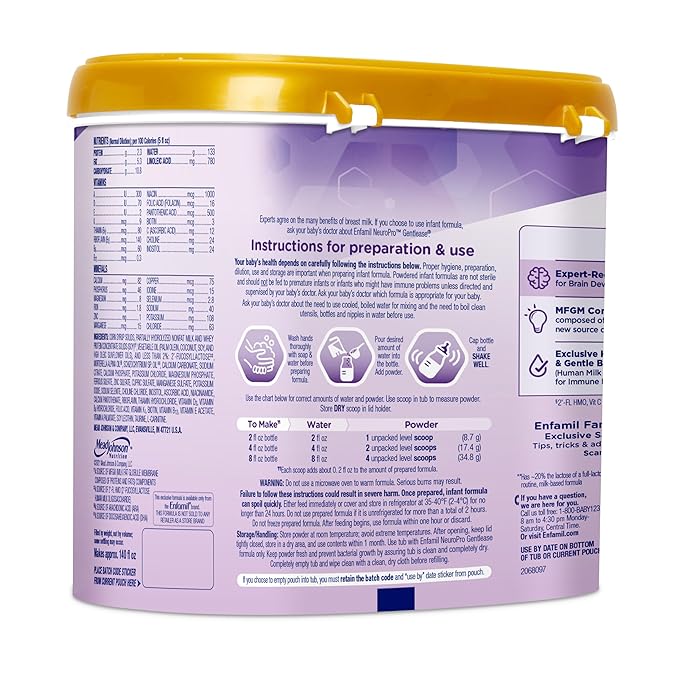Enfamil NeuroPro Gentlease for easing Fussiness, Crying, Gas, Spit-up in 24 Hrs, Smaller Proteins for Easy Digestion, Brain Supporting DHA, HuMO6* Immune Blend, Baby Formula, 19.5 Oz, 4 Count