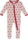 KicKee Full of Hearts Footie with Zipper, One Piece Boy or Girl Baby Clothes