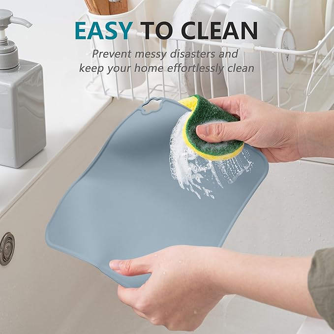 Silicone Placemat for Kid Stain-Proof Non-Slip Toddle， Reusable Portable，Heat Resistant for Toddlers placemat 2 Pack