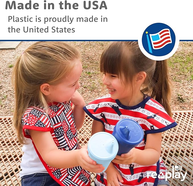 Re-Play Sippy Cups for Toddlers - 10 Oz. Reusable Spill Proof Cups for Kids, Dishwasher/Microwave Safe - Made in USA - Set of 4-3.13" x 6.25" - Bubble Pop