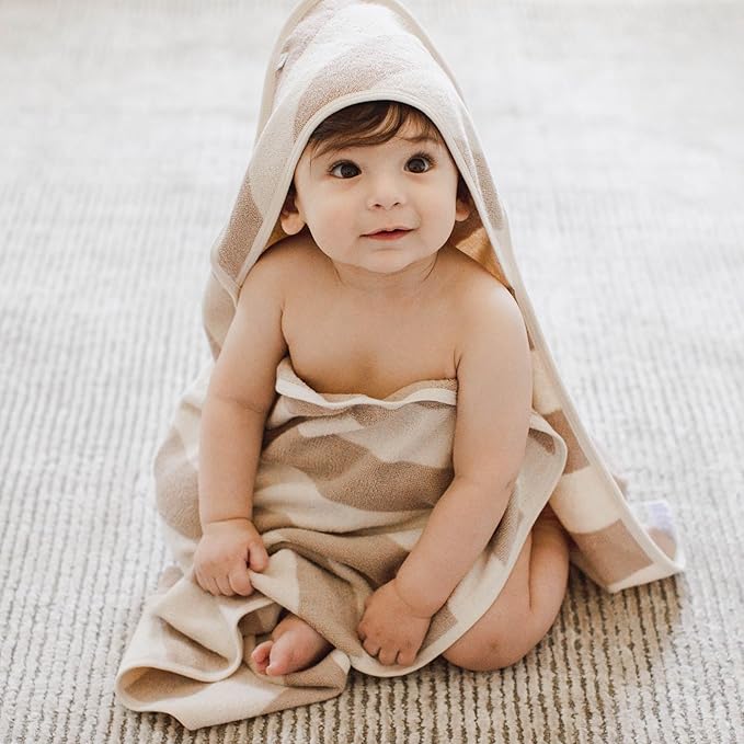Burt's Bees Baby Hooded Woven Terry Towels Organic Cotton, Unisex Bath Essentials, Soft Nursery Towel for Infants, Toddlers, Kids