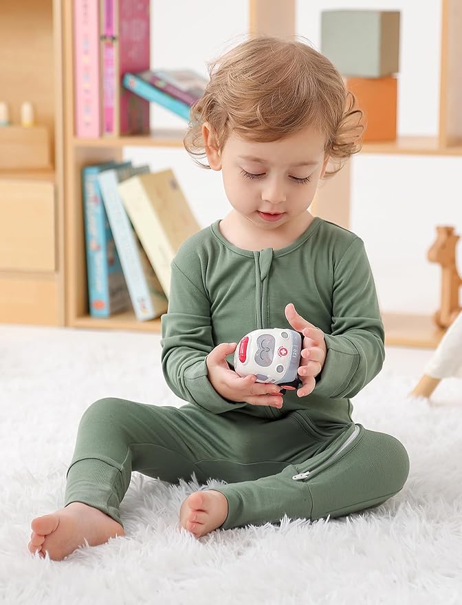 JunNeng Viscose from Bamboo Sleeper with Mittens, 2 Way Zipper Baby Boy Pajamas, Non Slip Sleep'N Play Romper