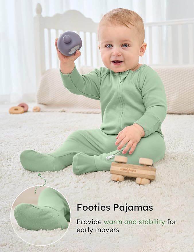 Yoofoss Baby Pajamas 100% Cotton Baby Sleepers for Newborn 0-3 3-6 6-9 Months Boys Girl Clothes 3pcs Footed PJs