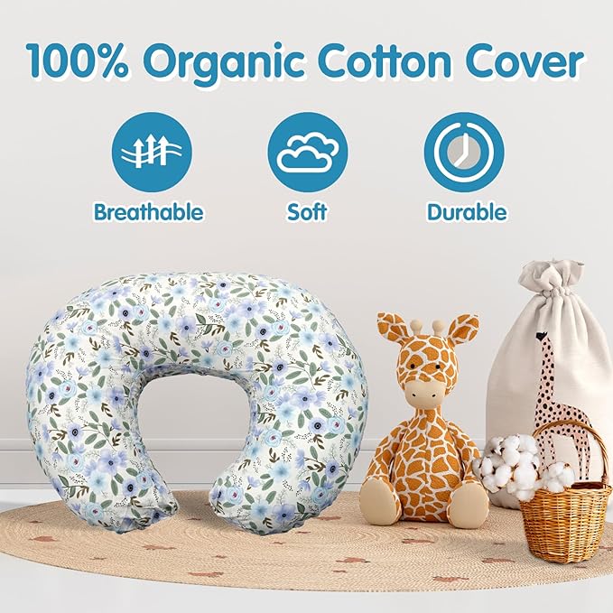 Nursing Pillow, Original Size Breastfeeding Pillows with Removable Cover, Breast Feeding Pillow with Breathable Filling, Ergonomic Nursing Essentials for Bottle and Breastfeeding- Leaves…