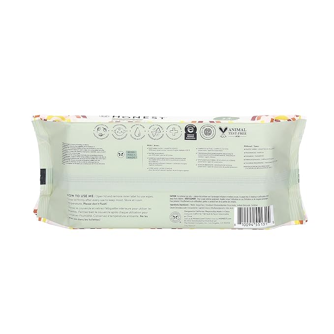 The Honest Company Clean Conscious Multi-Use Wipes Hypoallergenic and Unscented for Sensitive Baby Skin Over 99% Water Compostable Plant Based Baby Wipes Rose Blossom 60 Count
