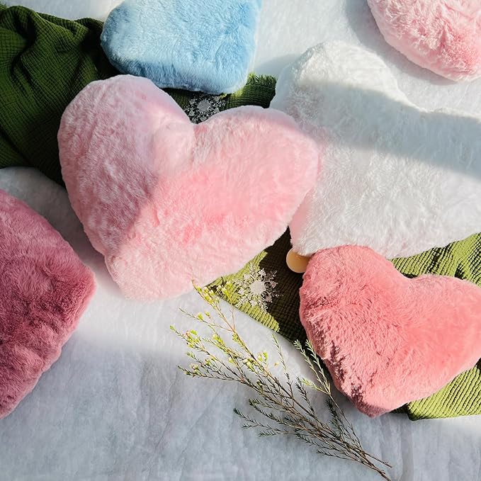 EastTree Heart Pillows, Bean Paste Pink Heart Shaped Pillows, Ultra Soft Extra-Large Fluffy Pillows, Love Throw Pillows Gifts, Women Girls Living Room Decor 15x18 Inch