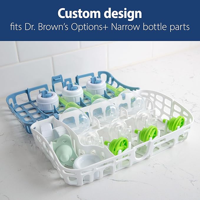 Dr. Brown's Dishwasher Basket for Small Baby Bottle Parts, Pacifiers, and Accessories, Clean, Store and Organize Newborn Essentials, BPA Free